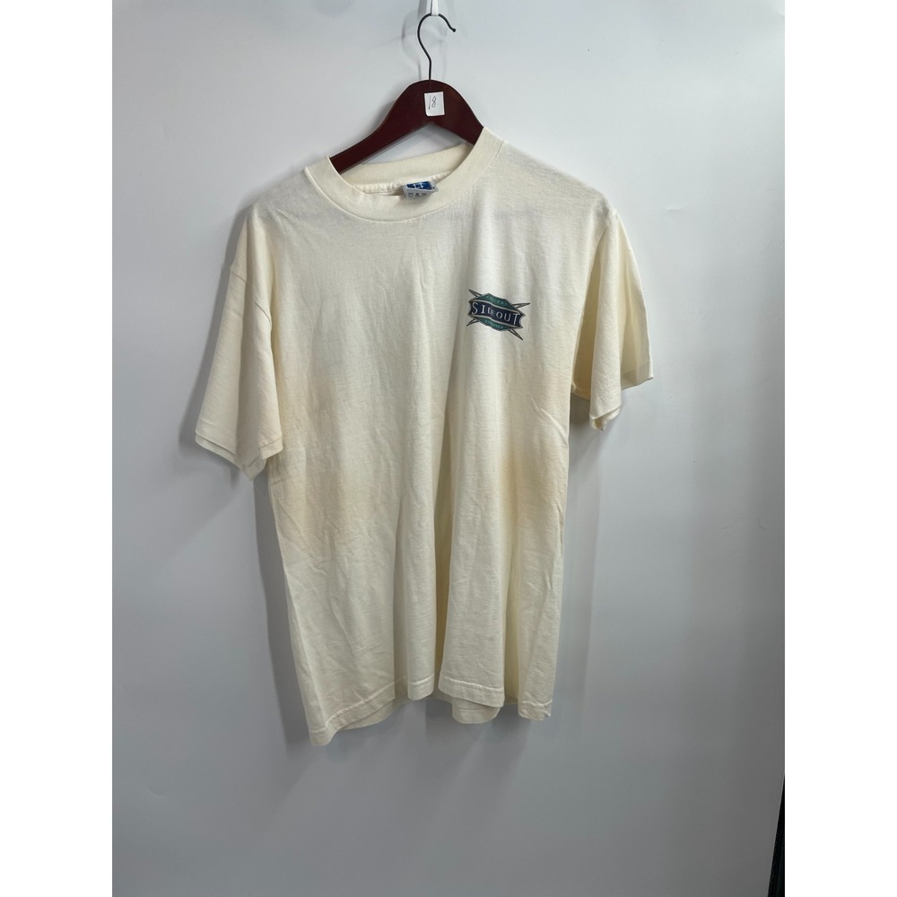 Thrashed Coastal Sideout Lifestyle Crew Neck Graphic T-Shirt Ivory Size L